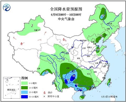 ȫ����ˮ��Ԥ��ͼ��9-10�գ�